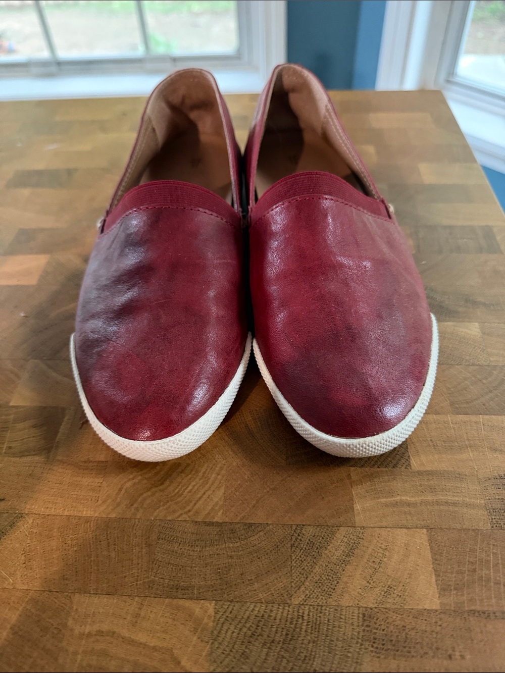 Frye Red Leather Slip-On Flats